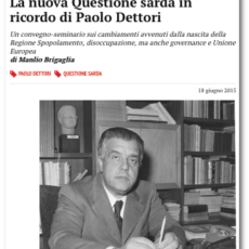 La nuova questione sarda in ricordo di Paolo Dettori