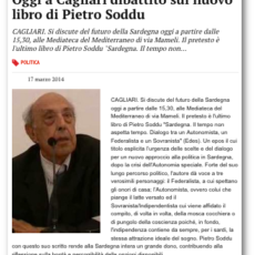 Oggi a Cagliari dibattito sul nuovo libro di Pietro Soddu